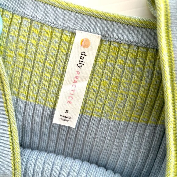 Daily Practice Ribbed Knit Cropped Top Small Blue Green Anthropologie - Picture 4 of 7